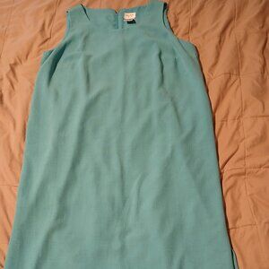 Ann Travis Sky Blue Sleeveless Midi Straight Back Vintage 80s, 90s Dress Size 20